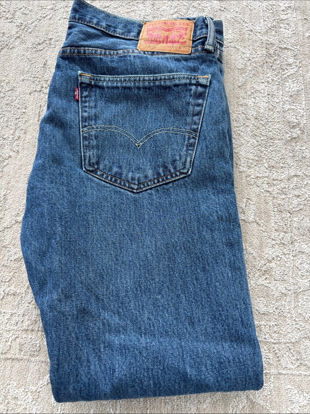 Levi's Men's 505 Blue Straight-Leg Denim Jeans Size 36x32